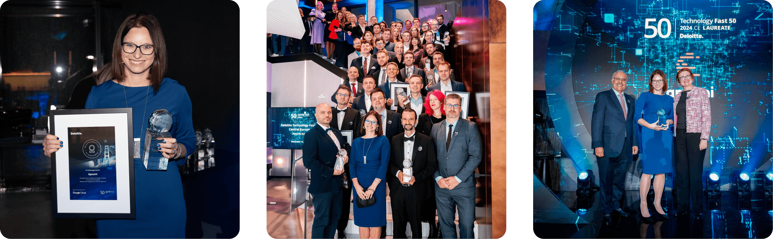 Apzumi C-level team accepting the award at the gala
